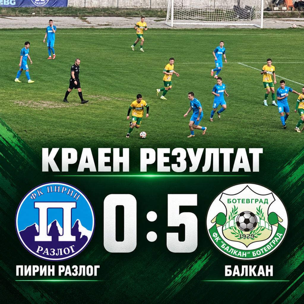 Балкан разби Пирин с 5:0 в Разлог